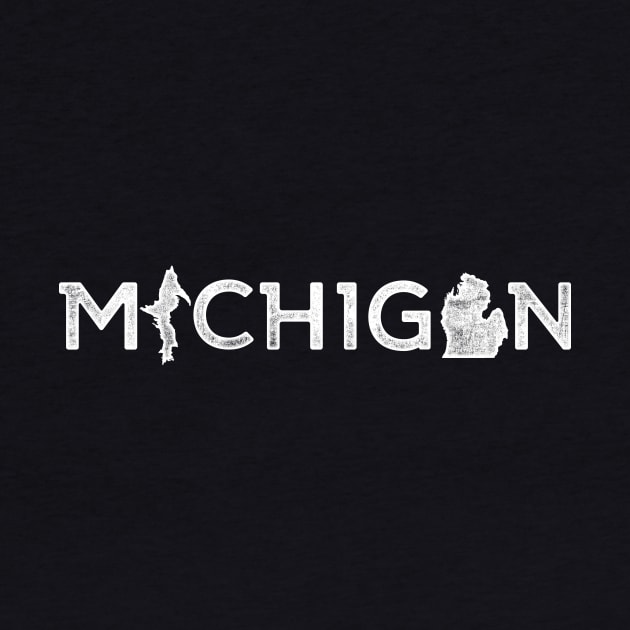 Michigan with Peninsula Shapes - White by SchaubDesign